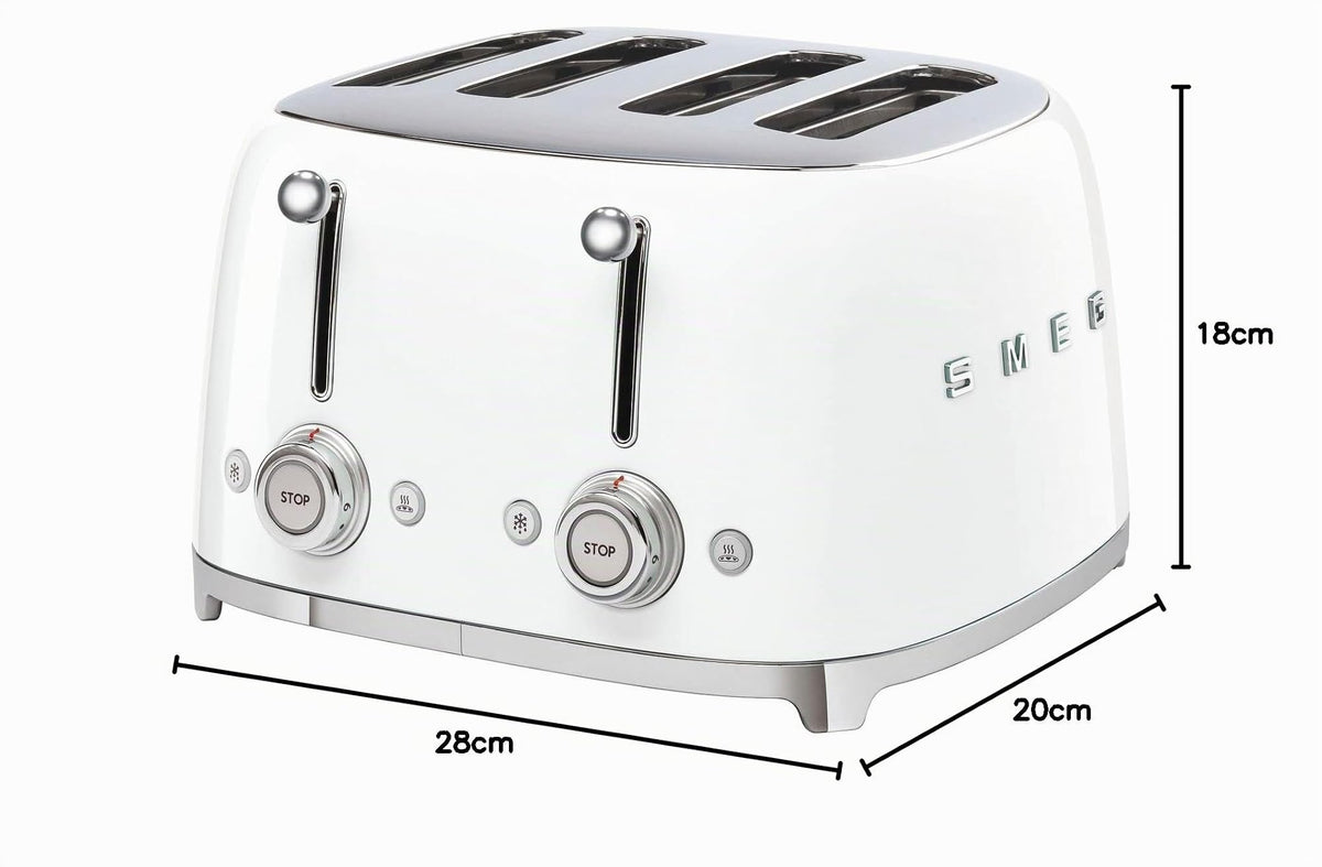 Smeg TSF03CREU Toaster 4 Scheiben, 6 Bräunungsstufen, Auftau- & Bagel-Funktion, 2000W, Creme