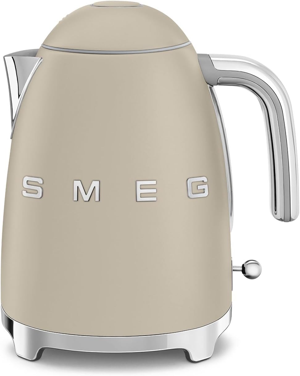 Smeg Wasserkocher 1,7L mit variabler Temperaturwahl 50-100°C, Edelstahl, Soft-Opening, Anti-Kalk-Filter
