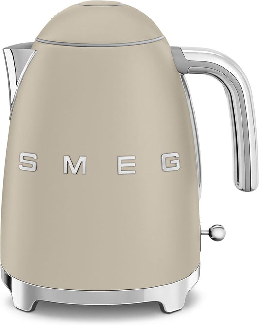 Smeg Wasserkocher 1,7L mit variabler Temperaturwahl 50-100°C, Edelstahl, Soft-Opening, Anti-Kalk-Filter