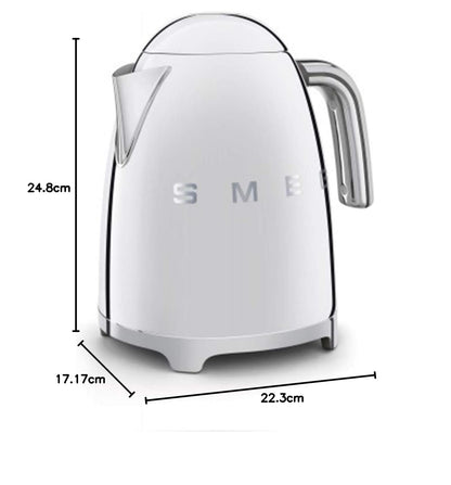 Smeg Wasserkocher 1,7L mit variabler Temperaturwahl 50-100°C, Edelstahl, Soft-Opening, Anti-Kalk-Filter