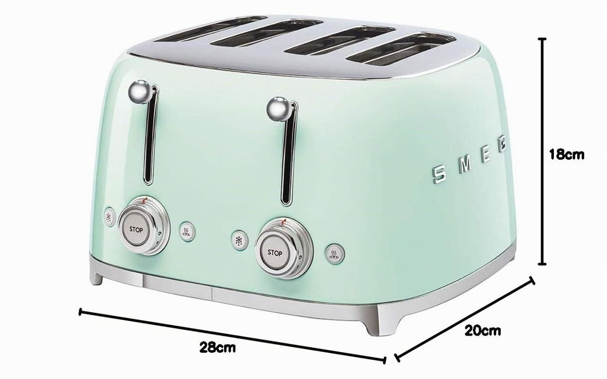 Smeg TSF03CREU Toaster 4 Scheiben, 6 Bräunungsstufen, Auftau- & Bagel-Funktion, 2000W, Creme
