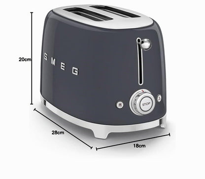 Smeg TSF01MLMEU Toaster 2 Scheiben, 6 Bräunungsstufen, Auftau-/Bagel-Funktion, 950W