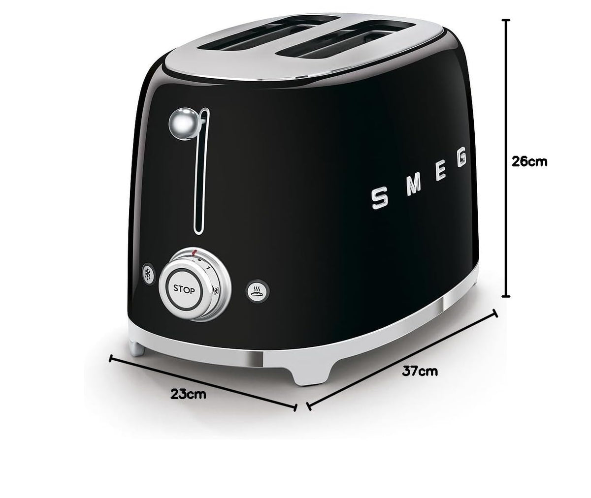 Smeg TSF01MLMEU Toaster 2 Scheiben, 6 Bräunungsstufen, Auftau-/Bagel-Funktion, 950W