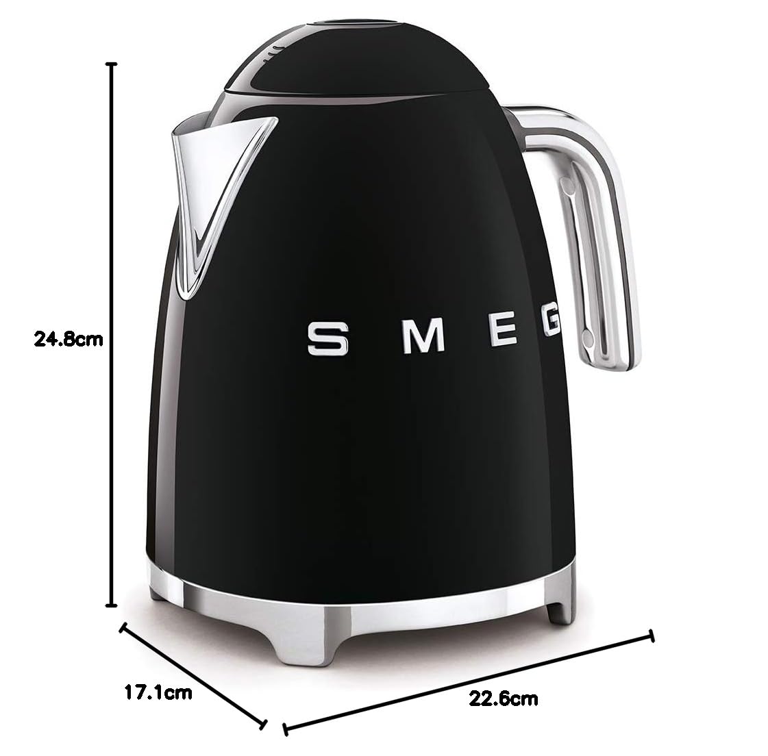 Smeg Wasserkocher 1,7L mit variabler Temperaturwahl 50-100°C, Edelstahl, Soft-Opening, Anti-Kalk-Filter