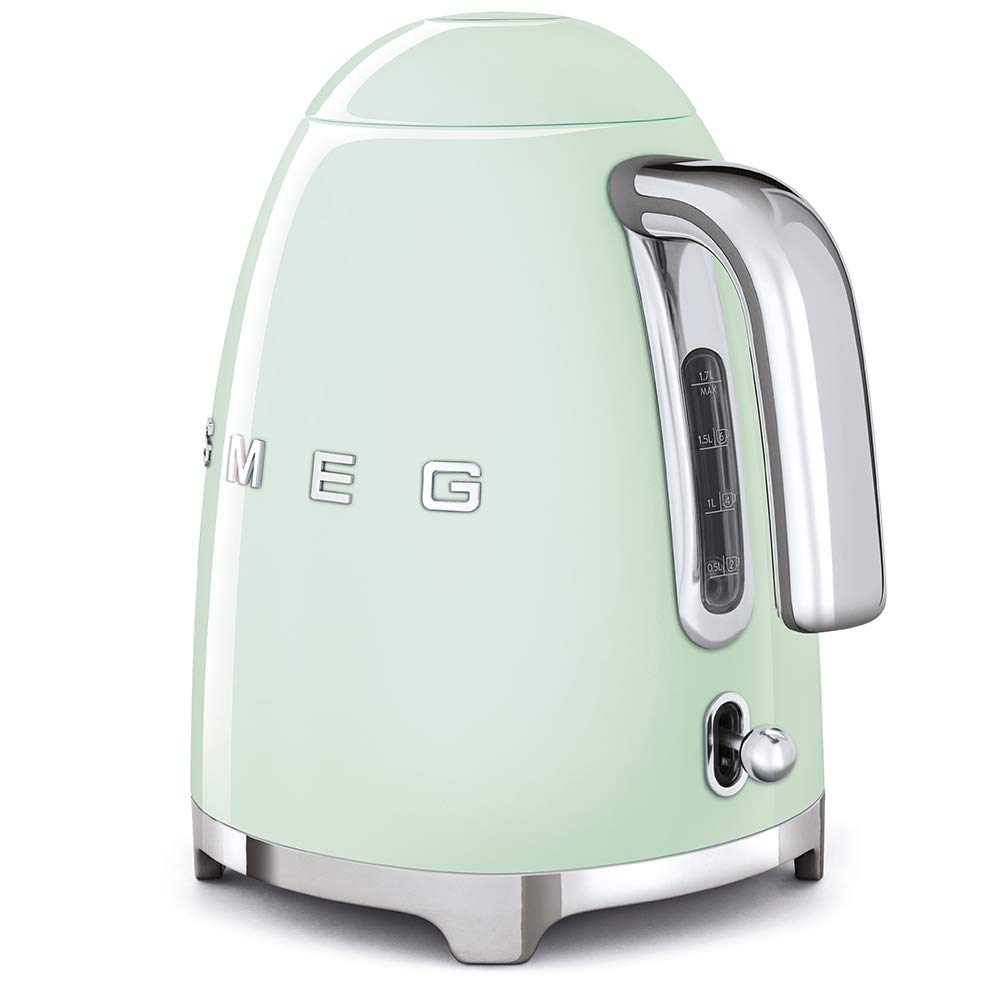 Smeg Wasserkocher 1,7L mit variabler Temperaturwahl 50-100°C, Edelstahl, Soft-Opening, Anti-Kalk-Filter