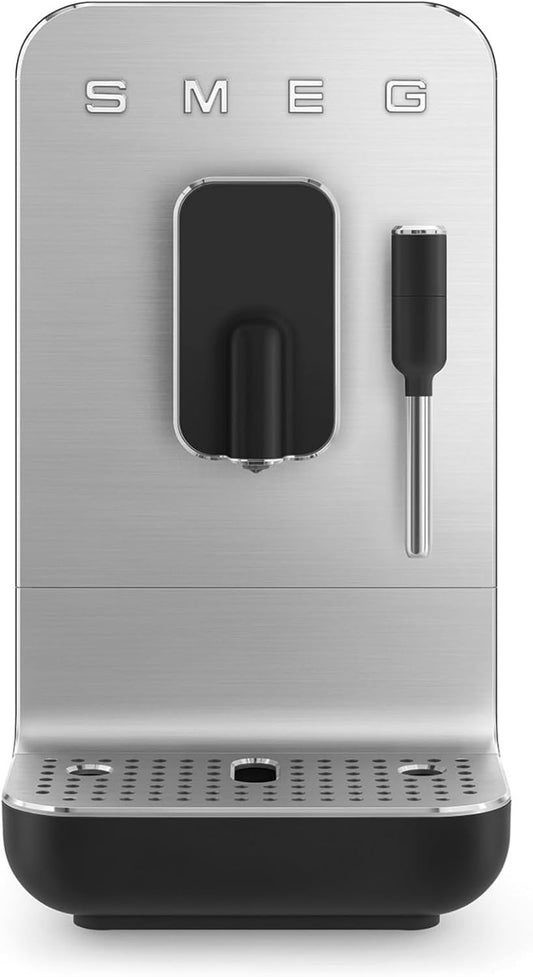 Smeg BCC12BLMEU Espressomaschine mit Kaffeemühle, Thermoblock-System, Milchaufschäumer, 1,4L Tank