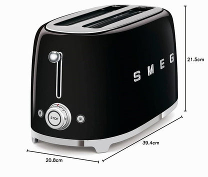 Smeg TSF02SSEU Toaster 4 Scheiben, 2 Schlitze 36mm, 6 Bräunungsstufen, 1500W, Chrom