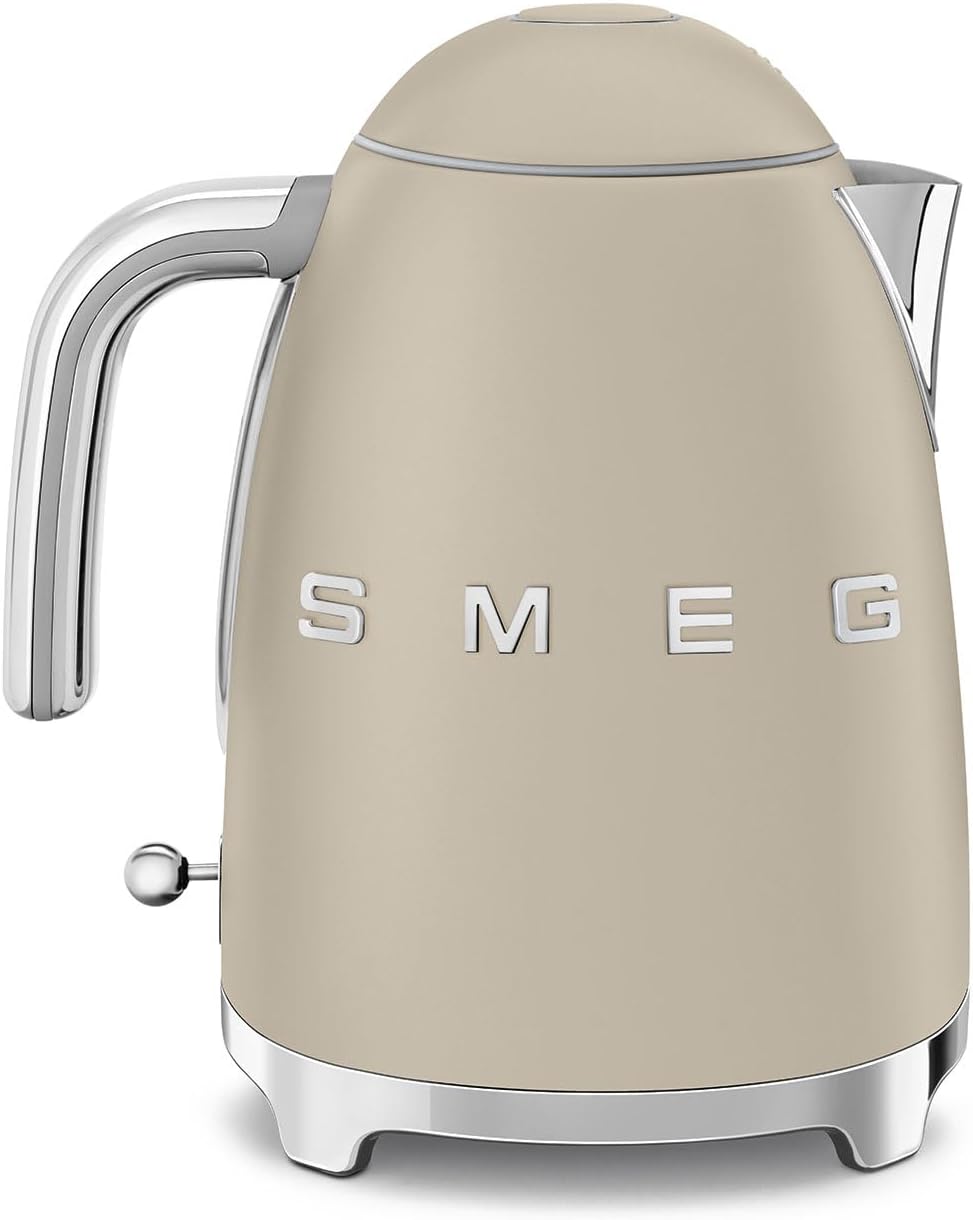 Smeg Wasserkocher 1,7L mit variabler Temperaturwahl 50-100°C, Edelstahl, Soft-Opening, Anti-Kalk-Filter