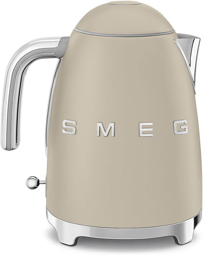 Smeg Wasserkocher 1,7L mit variabler Temperaturwahl 50-100°C, Edelstahl, Soft-Opening, Anti-Kalk-Filter