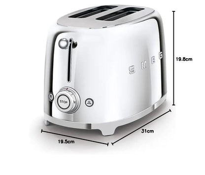 Smeg TSF01MLMEU Toaster 2 Scheiben, 6 Bräunungsstufen, Auftau-/Bagel-Funktion, 950W