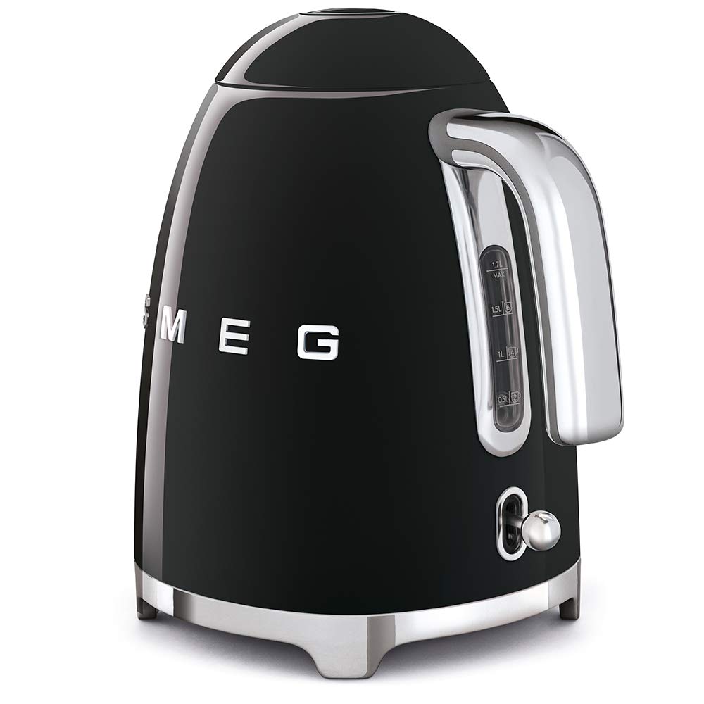 Smeg Wasserkocher 1,7L mit variabler Temperaturwahl 50-100°C, Edelstahl, Soft-Opening, Anti-Kalk-Filter