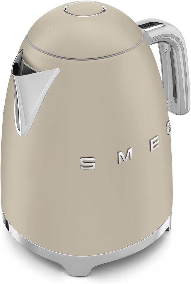 Smeg Wasserkocher 1,7L mit variabler Temperaturwahl 50-100°C, Edelstahl, Soft-Opening, Anti-Kalk-Filter