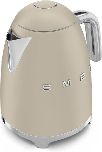 Smeg Wasserkocher 1,7L mit variabler Temperaturwahl 50-100°C, Edelstahl, Soft-Opening, Anti-Kalk-Filter
