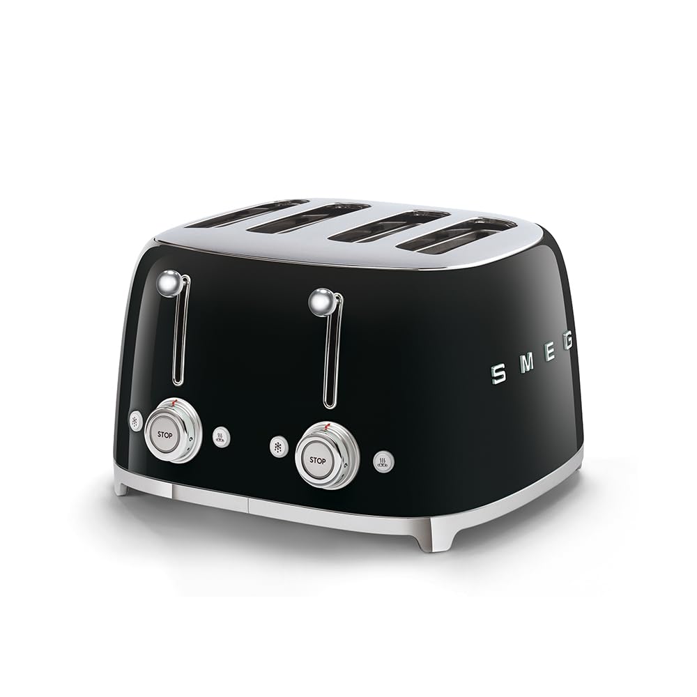 Smeg TSF03CREU Toaster 4 Scheiben, 6 Bräunungsstufen, Auftau- & Bagel-Funktion, 2000W, Creme