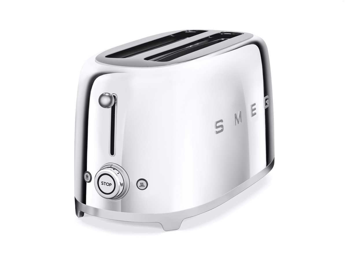 Smeg TSF02SSEU Toaster 4 Scheiben, 2 Schlitze 36mm, 6 Bräunungsstufen, 1500W, Chrom
