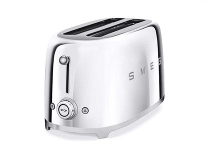 Smeg TSF02SSEU Toaster 4 Scheiben, 2 Schlitze 36mm, 6 Bräunungsstufen, 1500W, Chrom