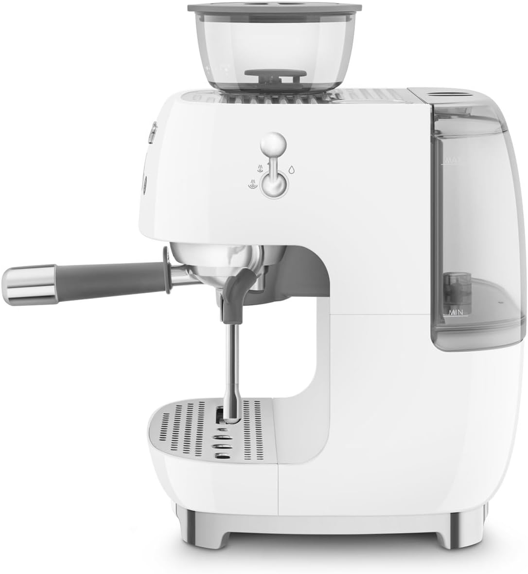Smeg Espressomaschine EGF03WHEU mit Kaffeemühle, Thermoblock, 4 Temperaturstufen, Dampfdüse, 1L Tank