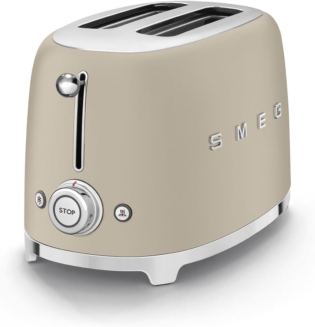 Smeg TSF01MLMEU Toaster 2 Scheiben, 6 Bräunungsstufen, Auftau-/Bagel-Funktion, 950W