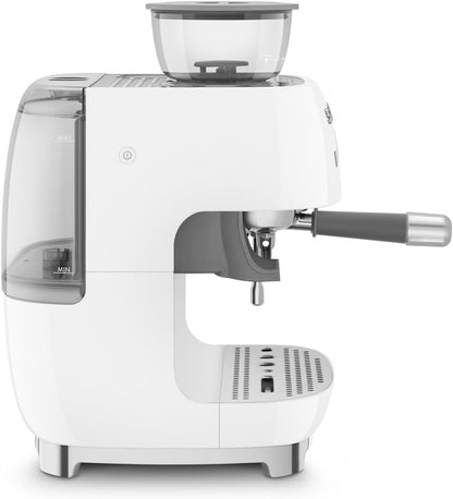 Smeg Espressomaschine EGF03WHEU mit Kaffeemühle, Thermoblock, 4 Temperaturstufen, Dampfdüse, 1L Tank