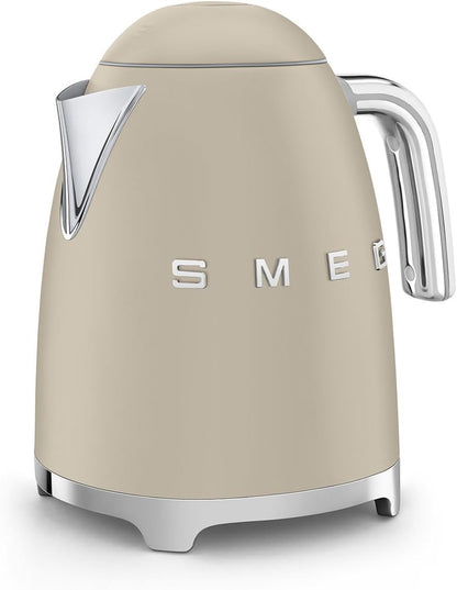 Smeg Wasserkocher 1,7L mit variabler Temperaturwahl 50-100°C, Edelstahl, Soft-Opening, Anti-Kalk-Filter