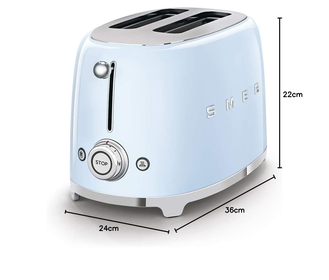 Smeg TSF01MLMEU Toaster 2 Scheiben, 6 Bräunungsstufen, Auftau-/Bagel-Funktion, 950W