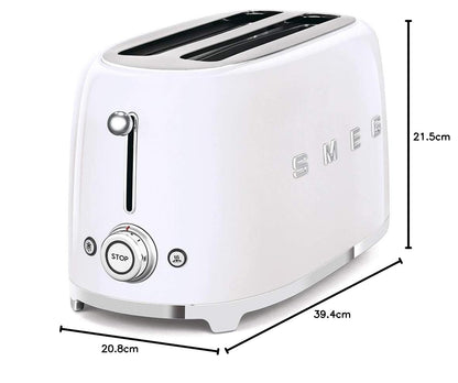 Smeg TSF02SSEU Toaster 4 Scheiben, 2 Schlitze 36mm, 6 Bräunungsstufen, 1500W, Chrom