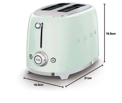 Smeg TSF01MLMEU Toaster 2 Scheiben, 6 Bräunungsstufen, Auftau-/Bagel-Funktion, 950W