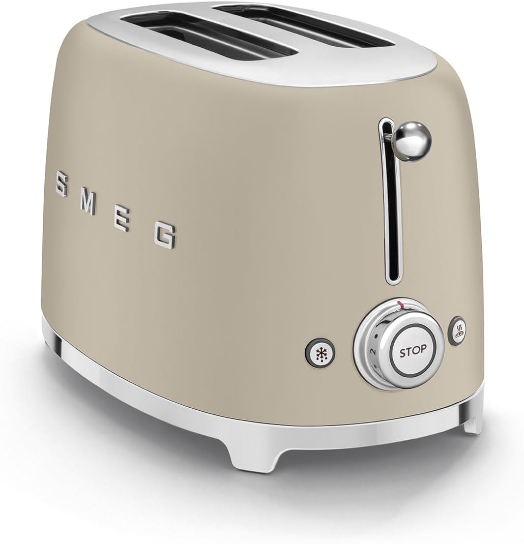 Smeg TSF01MLMEU Toaster 2 Scheiben, 6 Bräunungsstufen, Auftau-/Bagel-Funktion, 950W