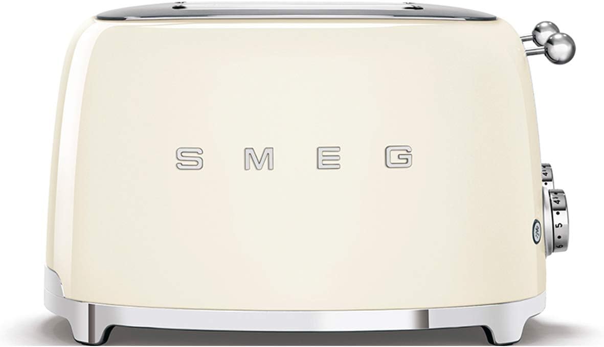 Smeg TSF03CREU Toaster 4 Scheiben, 6 Bräunungsstufen, Auftau- & Bagel-Funktion, 2000W, Creme