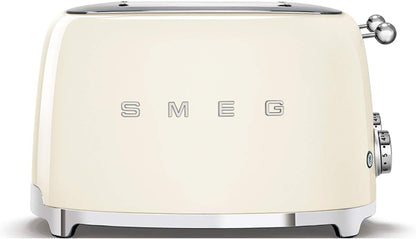 Smeg TSF03CREU Toaster 4 Scheiben, 6 Bräunungsstufen, Auftau- & Bagel-Funktion, 2000W, Creme