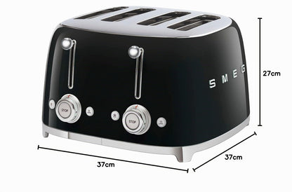 Smeg TSF03CREU Toaster 4 Scheiben, 6 Bräunungsstufen, Auftau- & Bagel-Funktion, 2000W, Creme