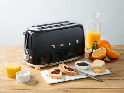 Smeg TSF02SSEU Toaster 4 Scheiben, 2 Schlitze 36mm, 6 Bräunungsstufen, 1500W, Chrom