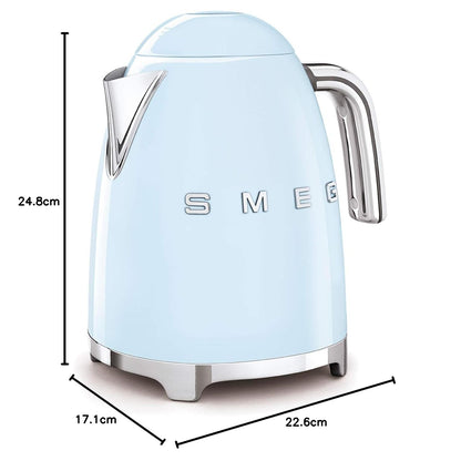 Smeg Wasserkocher 1,7L mit variabler Temperaturwahl 50-100°C, Edelstahl, Soft-Opening, Anti-Kalk-Filter