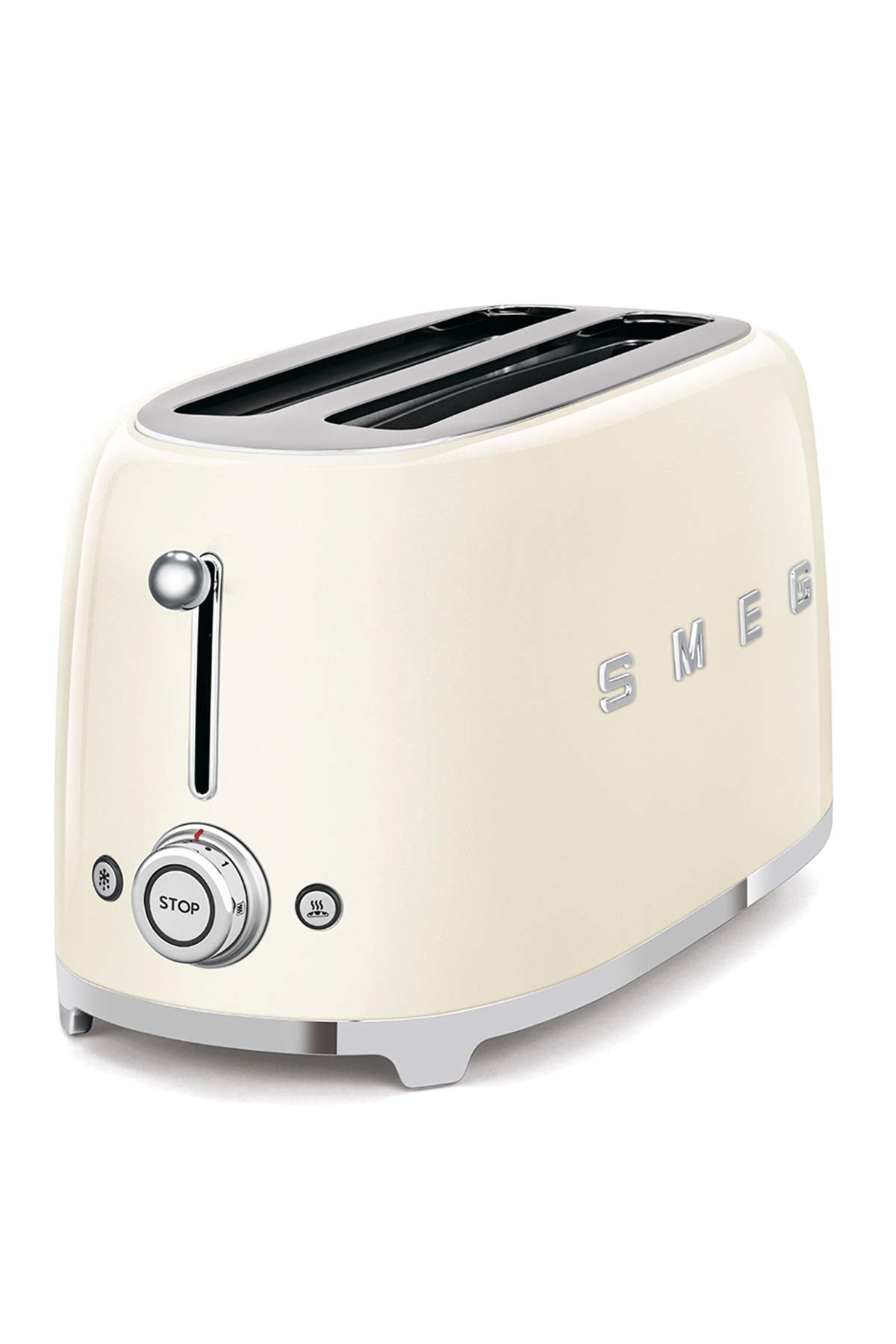 Smeg TSF02SSEU Toaster 4 Scheiben, 2 Schlitze 36mm, 6 Bräunungsstufen, 1500W, Chrom