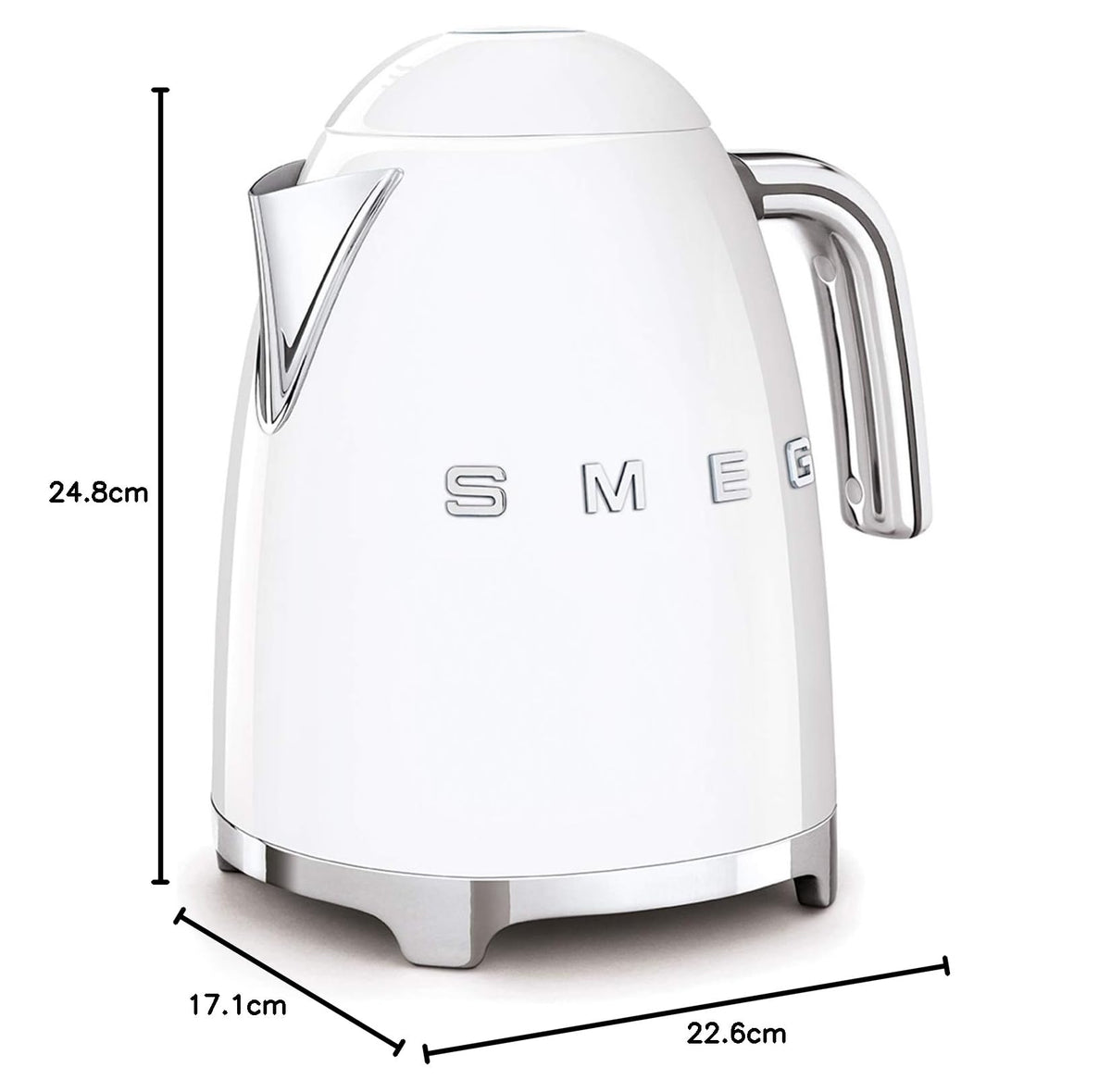 Smeg Wasserkocher 1,7L mit variabler Temperaturwahl 50-100°C, Edelstahl, Soft-Opening, Anti-Kalk-Filter