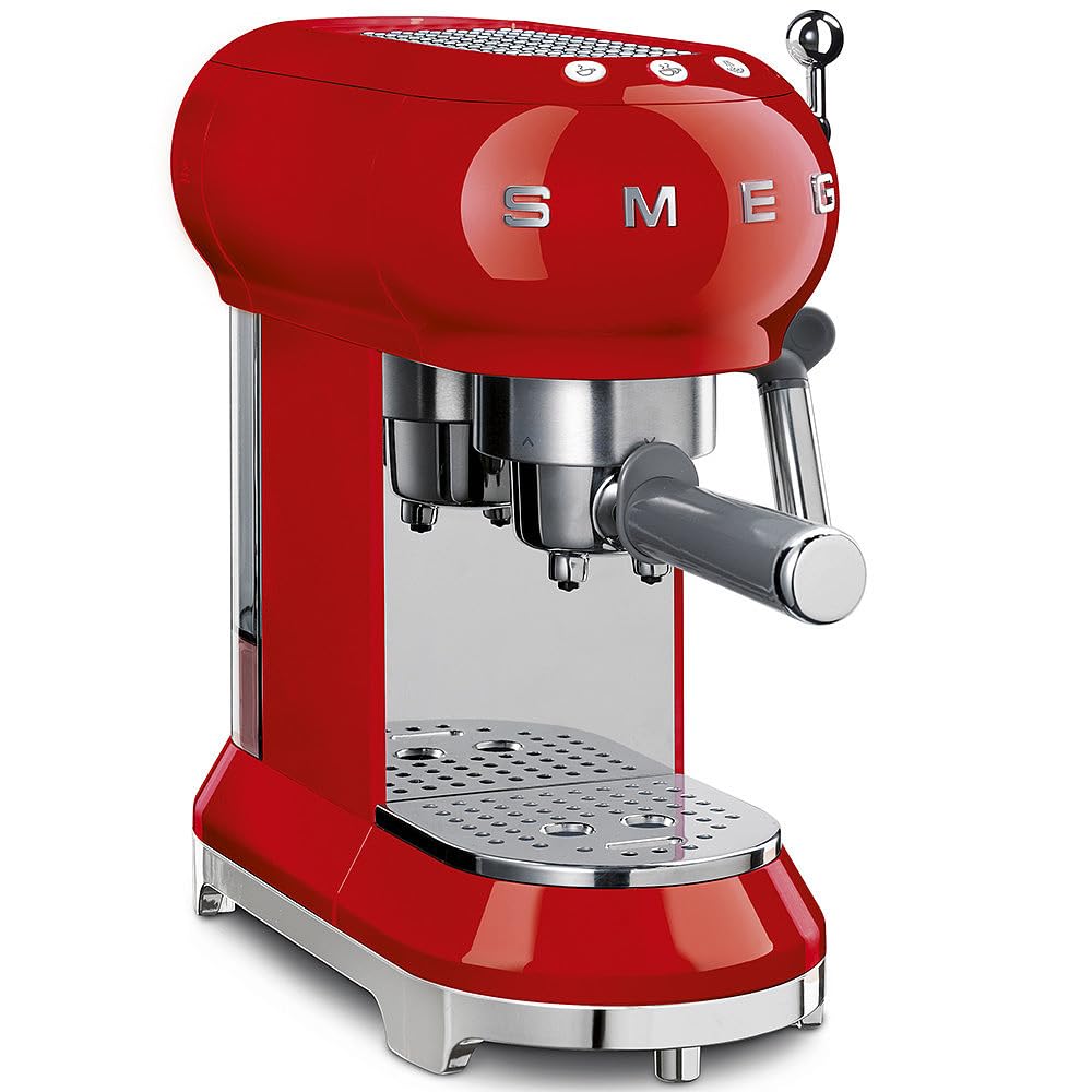 Smeg Espressomaschine ECF01CREU Creme – Manuelle Siebträgermaschine mit Cappuccino-System & Thermoblock
