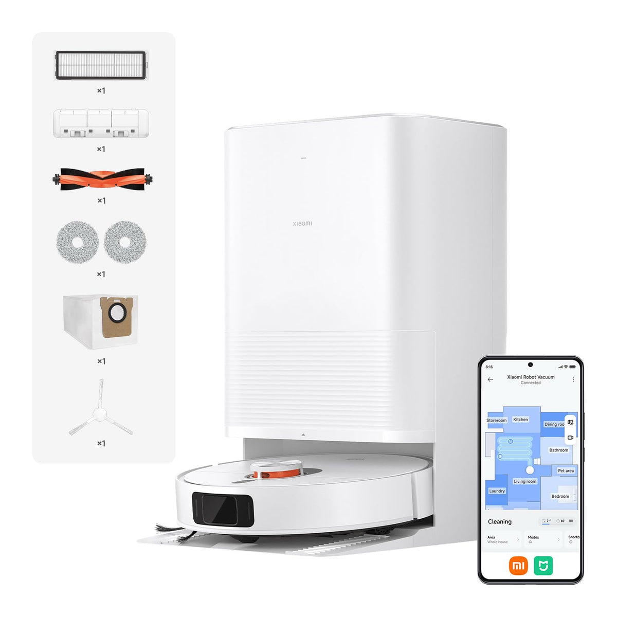 XIAOMI H50 Pro Saugroboter mit Wischfunktion, 15.000 Pa, ausfahrbarer Arm