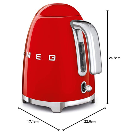 Smeg Wasserkocher 1,7L mit variabler Temperaturwahl 50-100°C, Edelstahl, Soft-Opening, Anti-Kalk-Filter