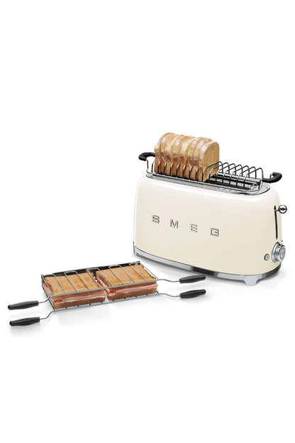 Smeg TSF02SSEU Toaster 4 Scheiben, 2 Schlitze 36mm, 6 Bräunungsstufen, 1500W, Chrom
