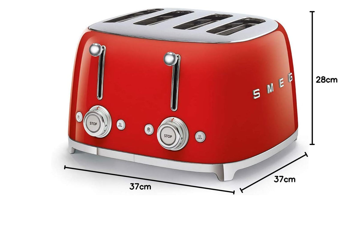 Smeg TSF03CREU Toaster 4 Scheiben, 6 Bräunungsstufen, Auftau- & Bagel-Funktion, 2000W, Creme