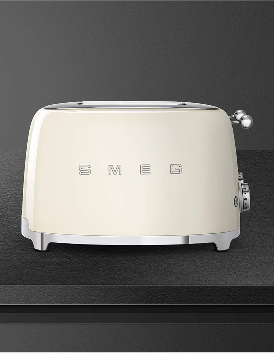 Smeg TSF03CREU Toaster 4 Scheiben, 6 Bräunungsstufen, Auftau- & Bagel-Funktion, 2000W, Creme