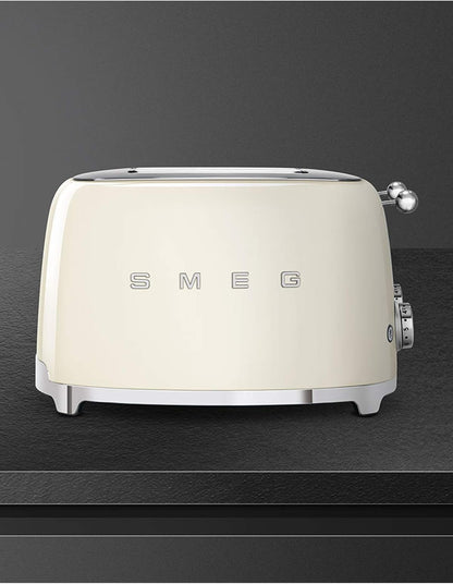 Smeg TSF03CREU Toaster 4 Scheiben, 6 Bräunungsstufen, Auftau- & Bagel-Funktion, 2000W, Creme