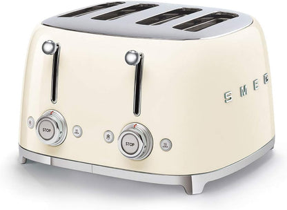 Smeg TSF03CREU Toaster 4 Scheiben, 6 Bräunungsstufen, Auftau- & Bagel-Funktion, 2000W, Creme