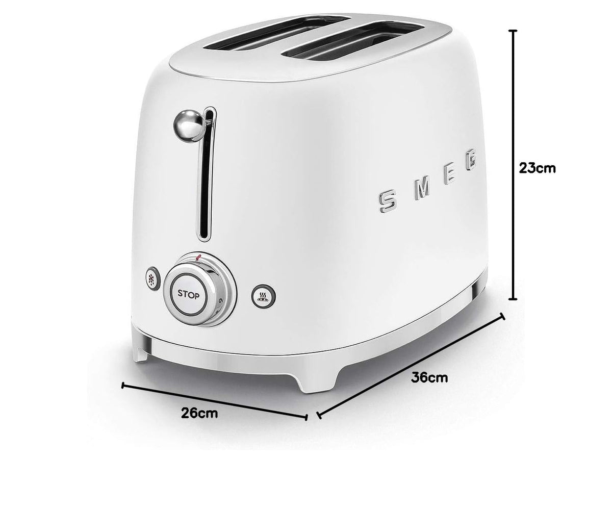 Smeg TSF01MLMEU Toaster 2 Scheiben, 6 Bräunungsstufen, Auftau-/Bagel-Funktion, 950W