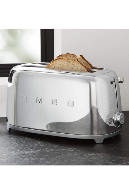 Smeg TSF02SSEU Toaster 4 Scheiben, 2 Schlitze 36mm, 6 Bräunungsstufen, 1500W, Chrom