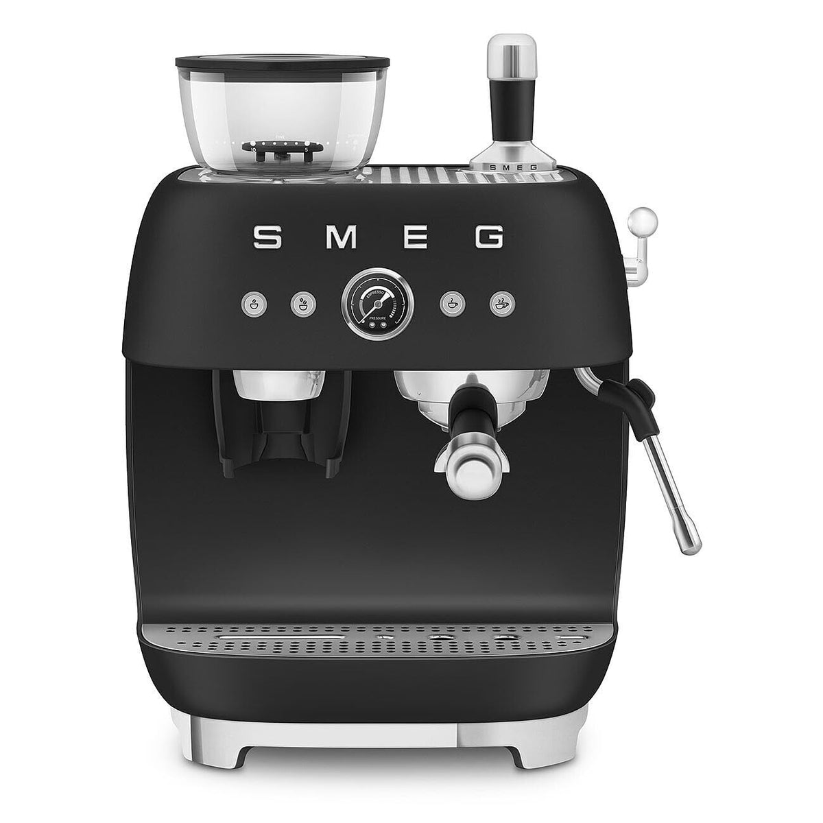 Smeg Espressomaschine EGF03WHEU mit Kaffeemühle, Thermoblock, 4 Temperaturstufen, Dampfdüse, 1L Tank