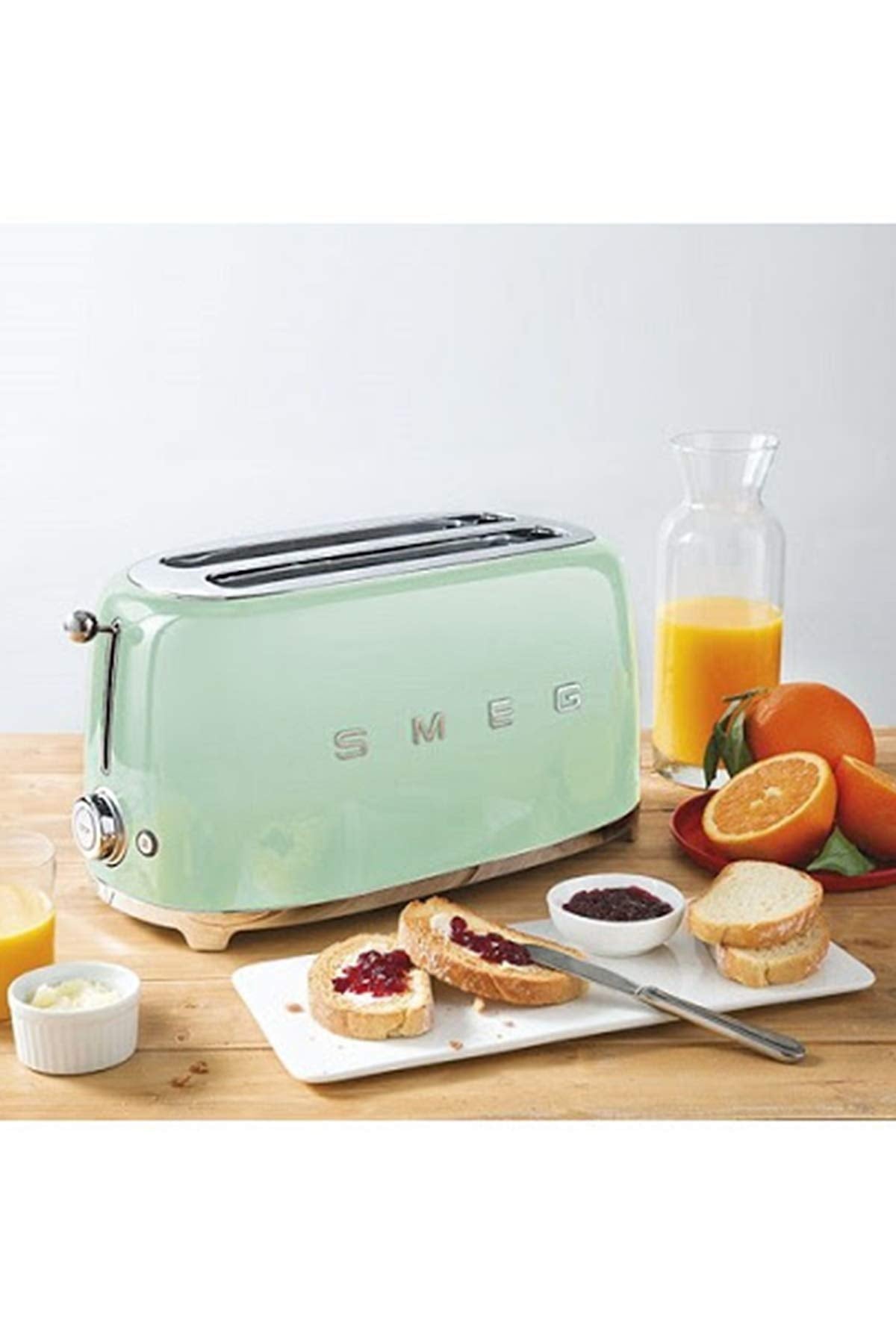 Smeg TSF02SSEU Toaster 4 Scheiben, 2 Schlitze 36mm, 6 Bräunungsstufen, 1500W, Chrom