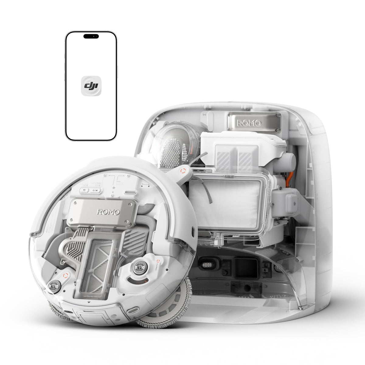 DJI ROMO S Saugroboter mit Wischfunktion, 25.000 Pa Saugkraft