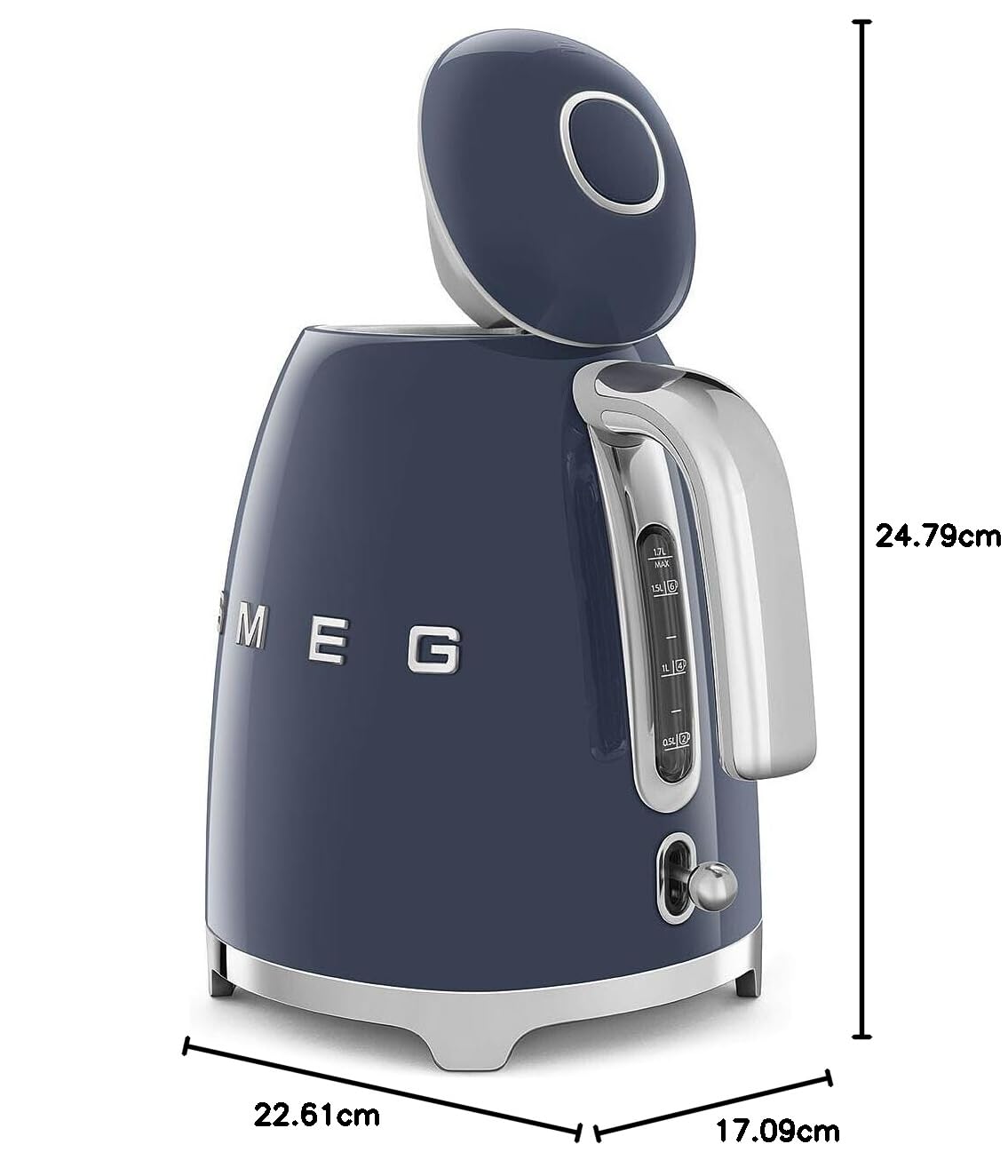 Smeg Wasserkocher 1,7L mit variabler Temperaturwahl 50-100°C, Edelstahl, Soft-Opening, Anti-Kalk-Filter
