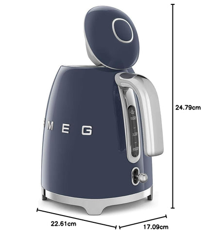 Smeg Wasserkocher 1,7L mit variabler Temperaturwahl 50-100°C, Edelstahl, Soft-Opening, Anti-Kalk-Filter